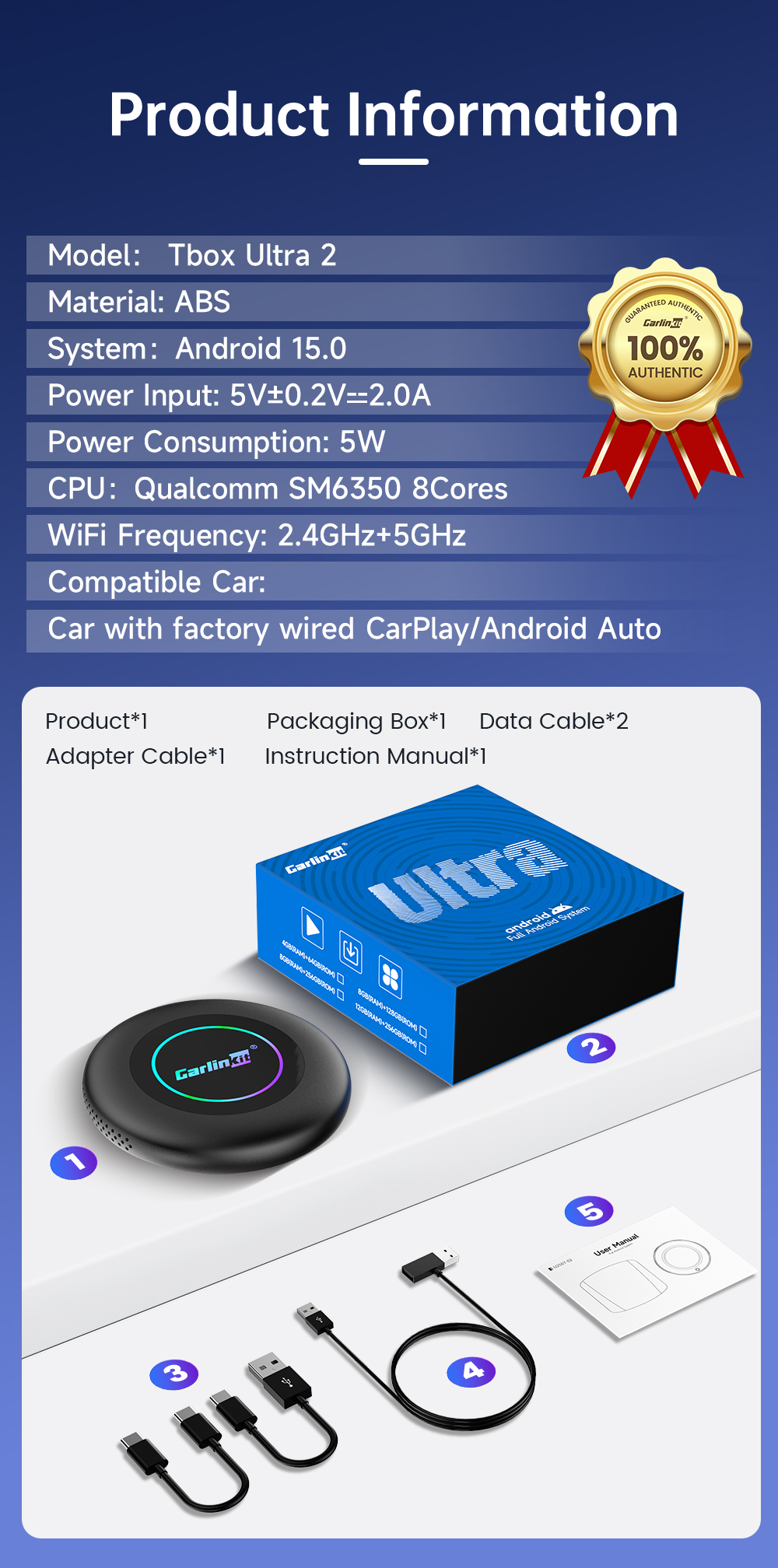 Carlinkit TBox Ultra 2 Android 15 | Qualcomm 6350 | Better Cooling