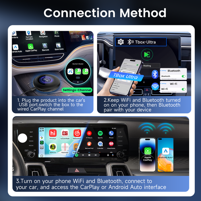 Carlinkit Tbox Ultra 3 — Android 15 × Qualcomm 6350 × 5G LTE × 3 CarPlay Protocols × Integrated LCD Screen 8+128GB — The Most Powerful AI Box for Your Car - Image 6