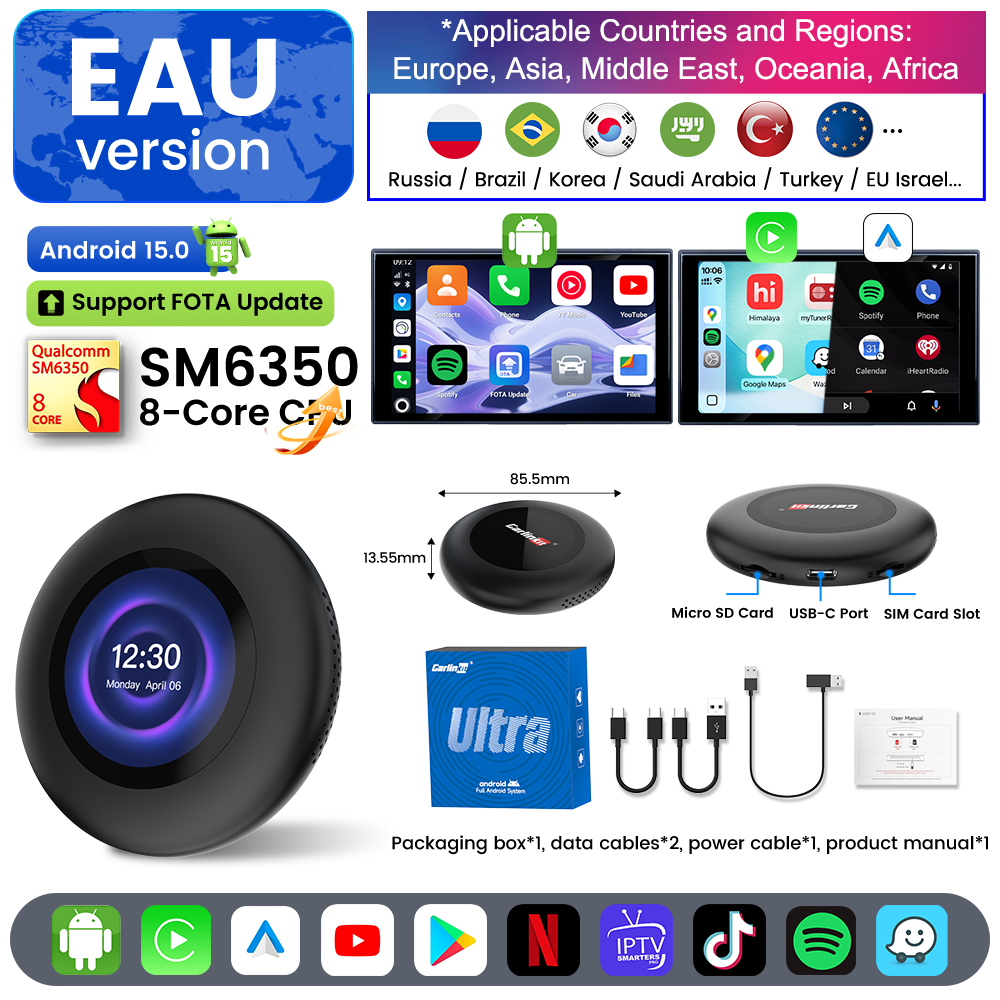 Carlinkit Tbox Ultra 3 — Android 15 × Qualcomm 6350 × 5G LTE × 3 CarPlay Protocols × Integrated LCD Screen 8+128GB — The Most Powerful AI Box for Your Car - Image 7