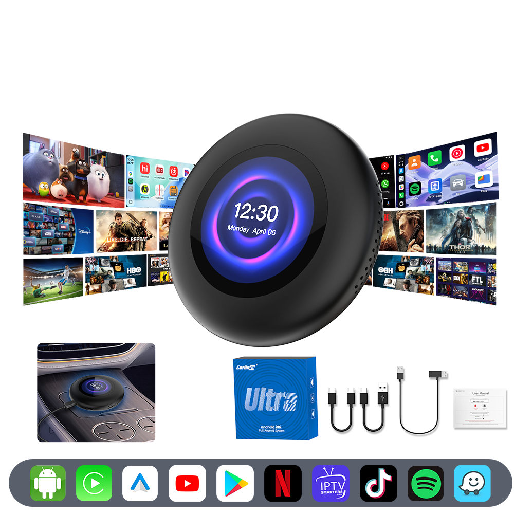 Carlinkit Tbox Ultra 3 — Android 15 × Qualcomm 6350 × 5G LTE × 3 CarPlay Protocols × Integrated LCD Screen 8+128GB — The Most Powerful AI Box for Your Car