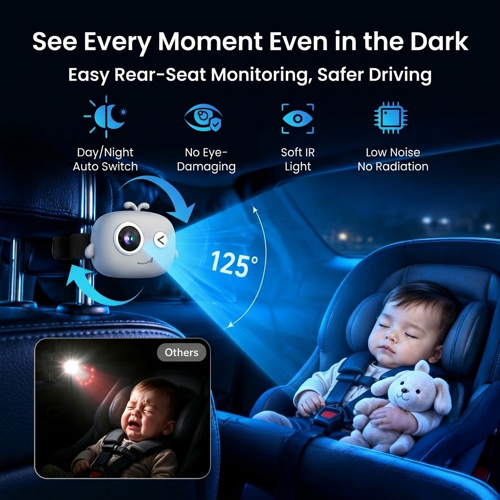 Carlinkit DashVue Wireless CarPlay & Android Auto Adapter with 1080P Rear Seat Baby Camera – Night Vision, Split Screen - Image 4