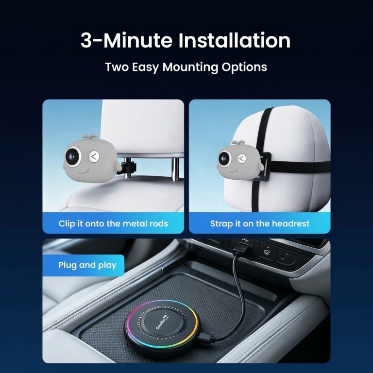 Carlinkit DashVue Wireless CarPlay & Android Auto Adapter with 1080P Rear Seat Baby Camera – Night Vision, Split Screen - Image 6