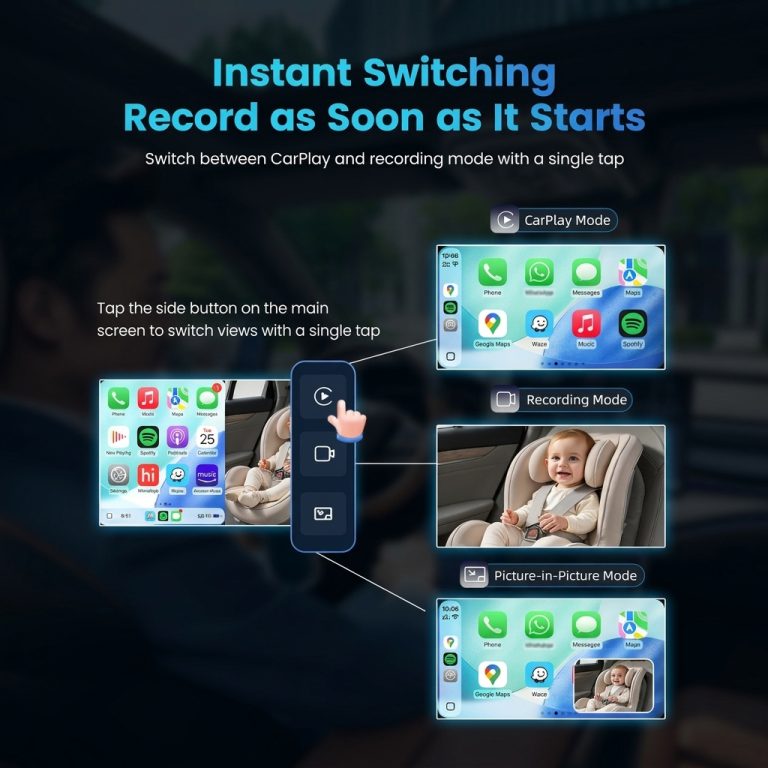 Carlinkit DashVue Wireless CarPlay & Android Auto Adapter with 1080P Rear Seat Baby Camera – Night Vision, Split Screen - Image 7